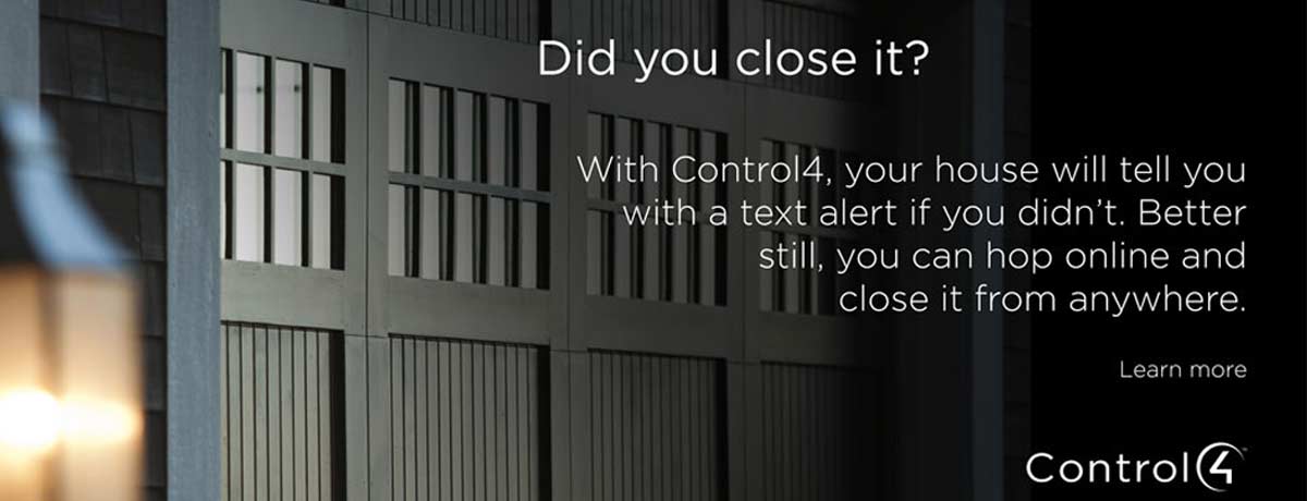 smart home garage door using Control4 and Savant and controlled by your smartphone